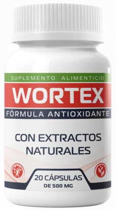 Wortex cápsulas antiparasitarias y detox · frasco de 20 cápsulas de 500 mg